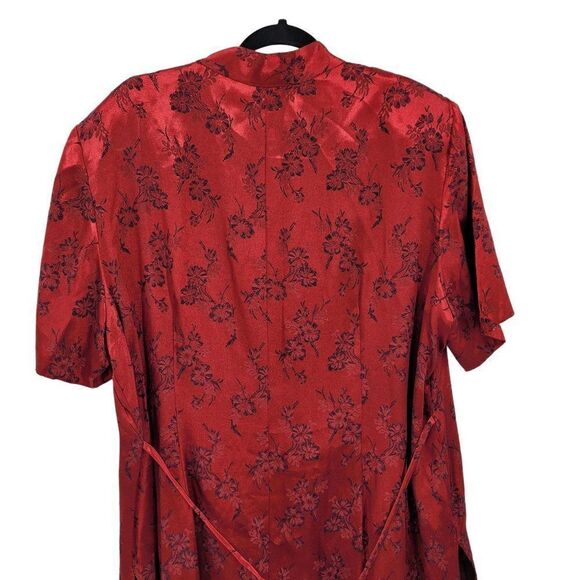 Vtg 90's Duster Cosplay Geisha Kimono Frog Knot High Slits Red Metallic  Sz 22 - Picture 11 of 14